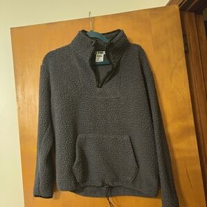 Victoria's Secret PINK Sherpa 1/4 Zip Pullover Blue Gray S